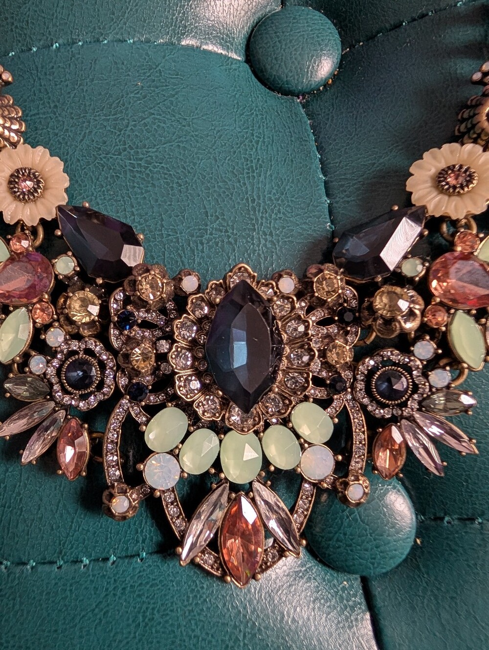 Chloe + Isabel Black, Mint & Blush Floral Crystal Statement Necklace